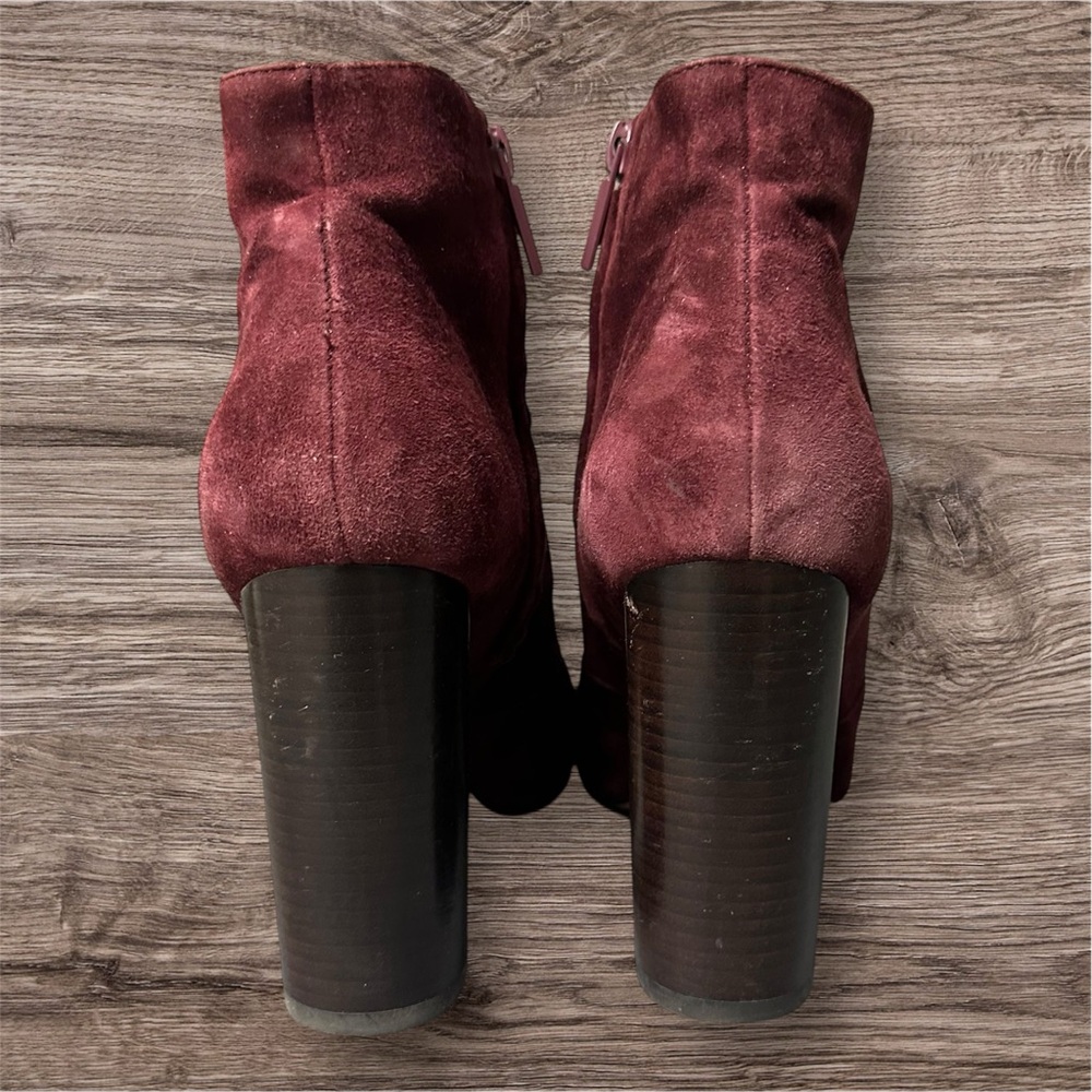 Pour La Victoire Kristy Bordeaux Suede Heeled Ankle Boots 8.5
